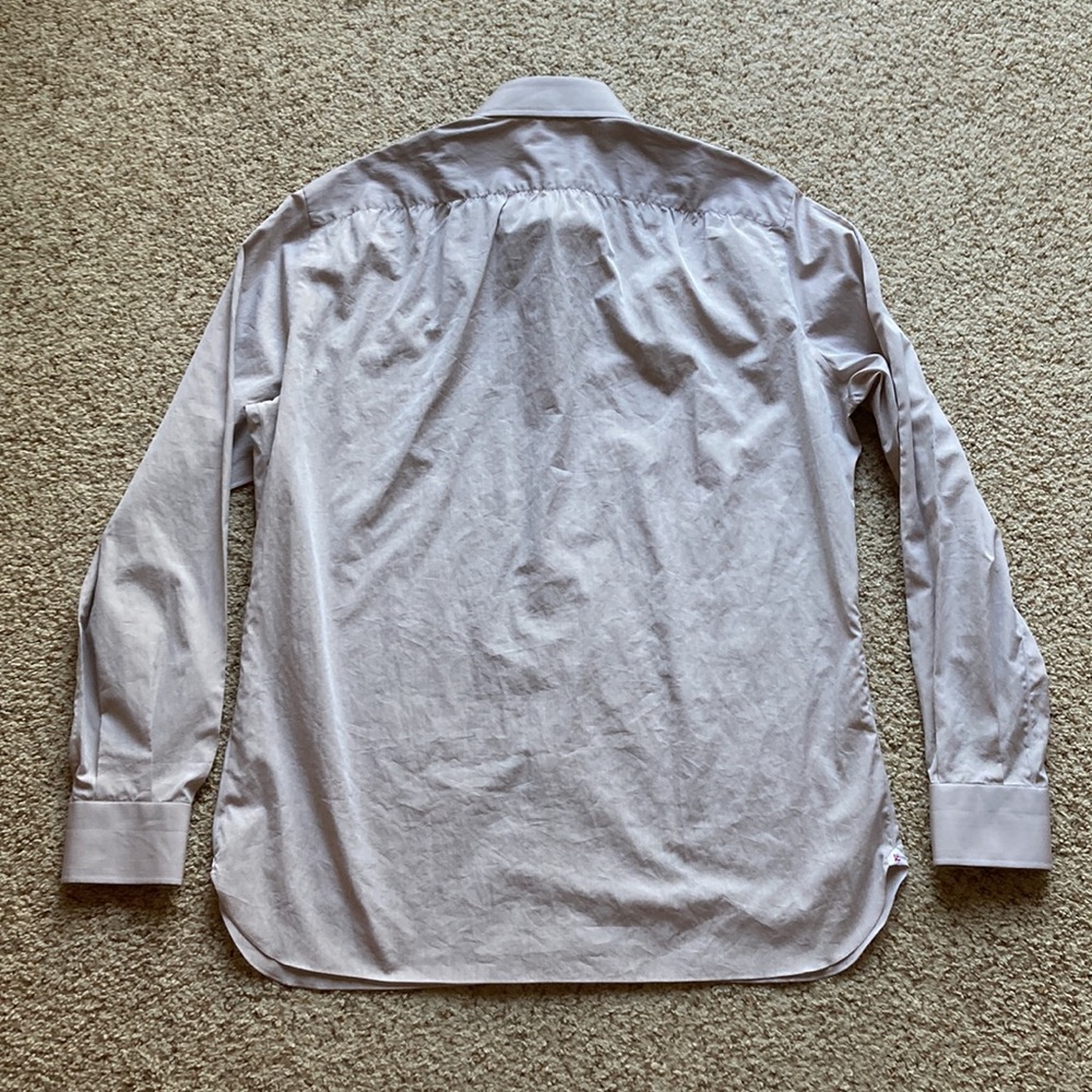 Isaia Napoli Men’s Solid Gray Beige Cotton Dress Shirt NWOT (Imperfect) - Picture 11 of 14